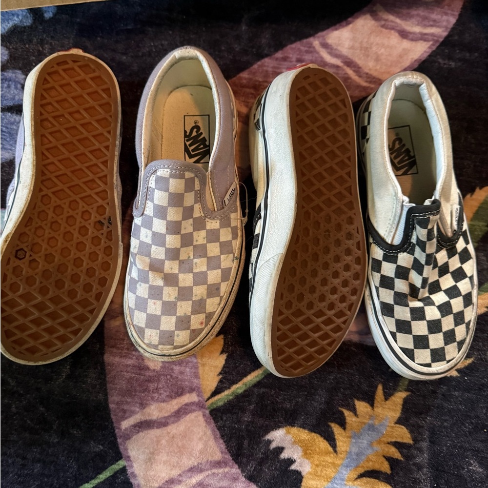 Vans Kids Checkered Slip-On Sneakers - Black and Purple - Picture 2 of 3